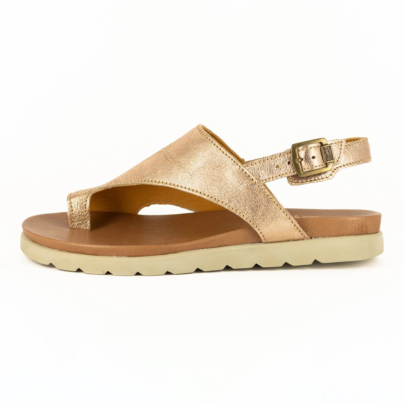 Madalitso : Ladies Leather Sandal in Gold Metallic