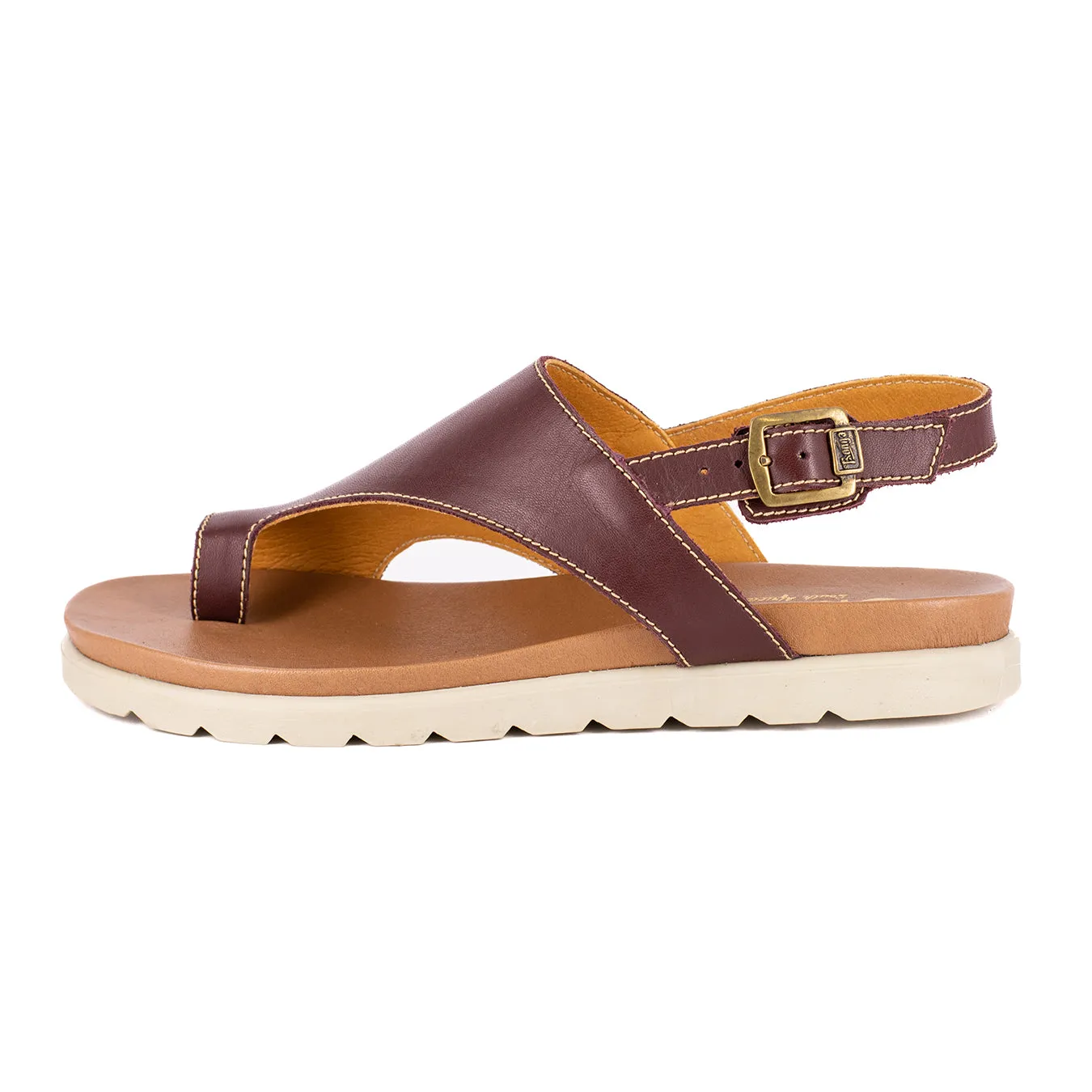 Madalitso : Ladies Leather Sandal in Raisin Relaxa
