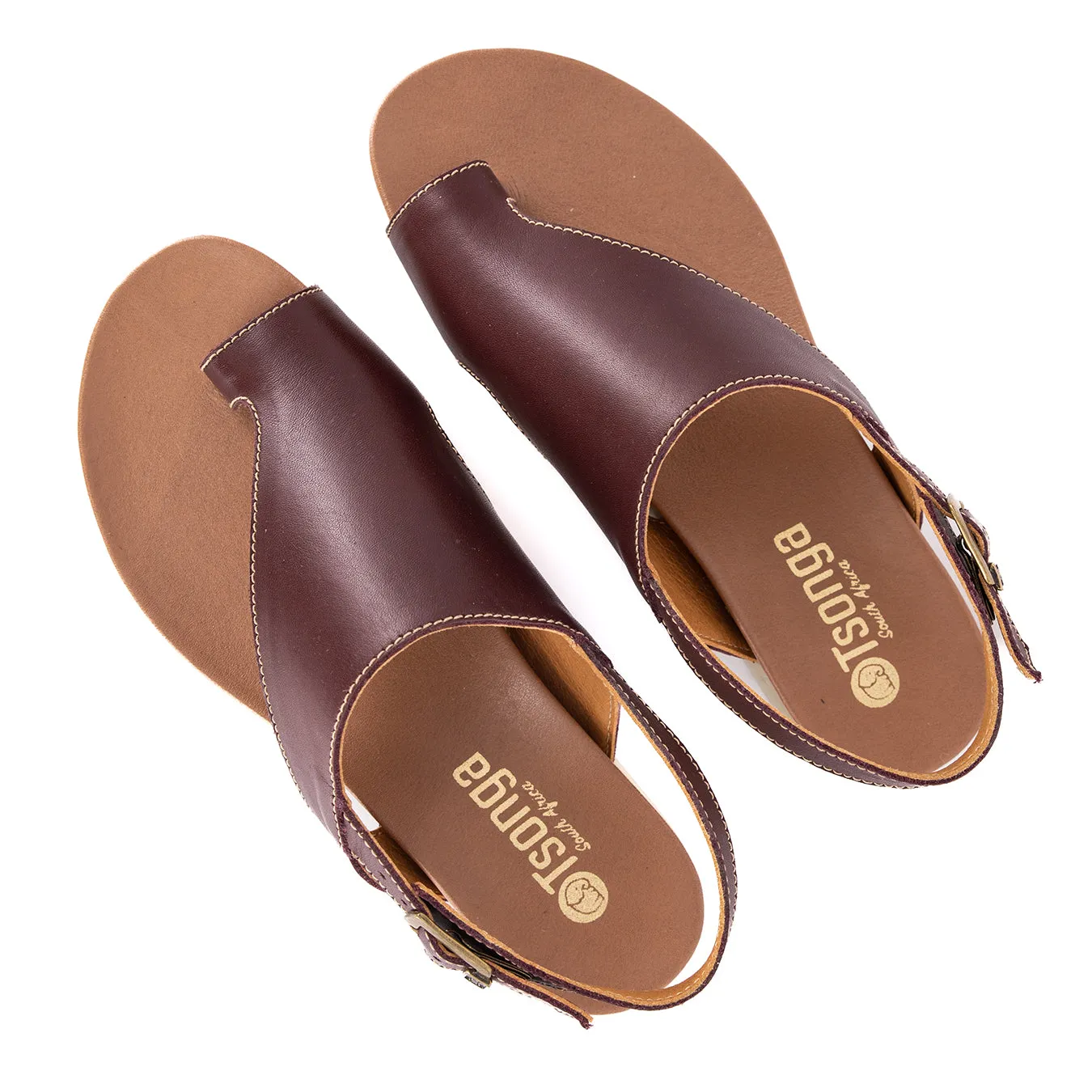 Madalitso : Ladies Leather Sandal in Raisin Relaxa