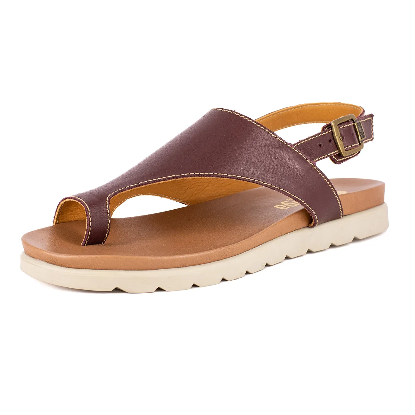 Madalitso : Ladies Leather Sandal in Raisin Relaxa