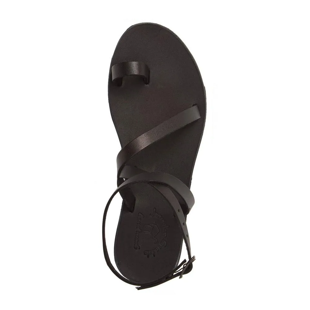 Mara - Leather Thin Ankle Strap Sandal | Black