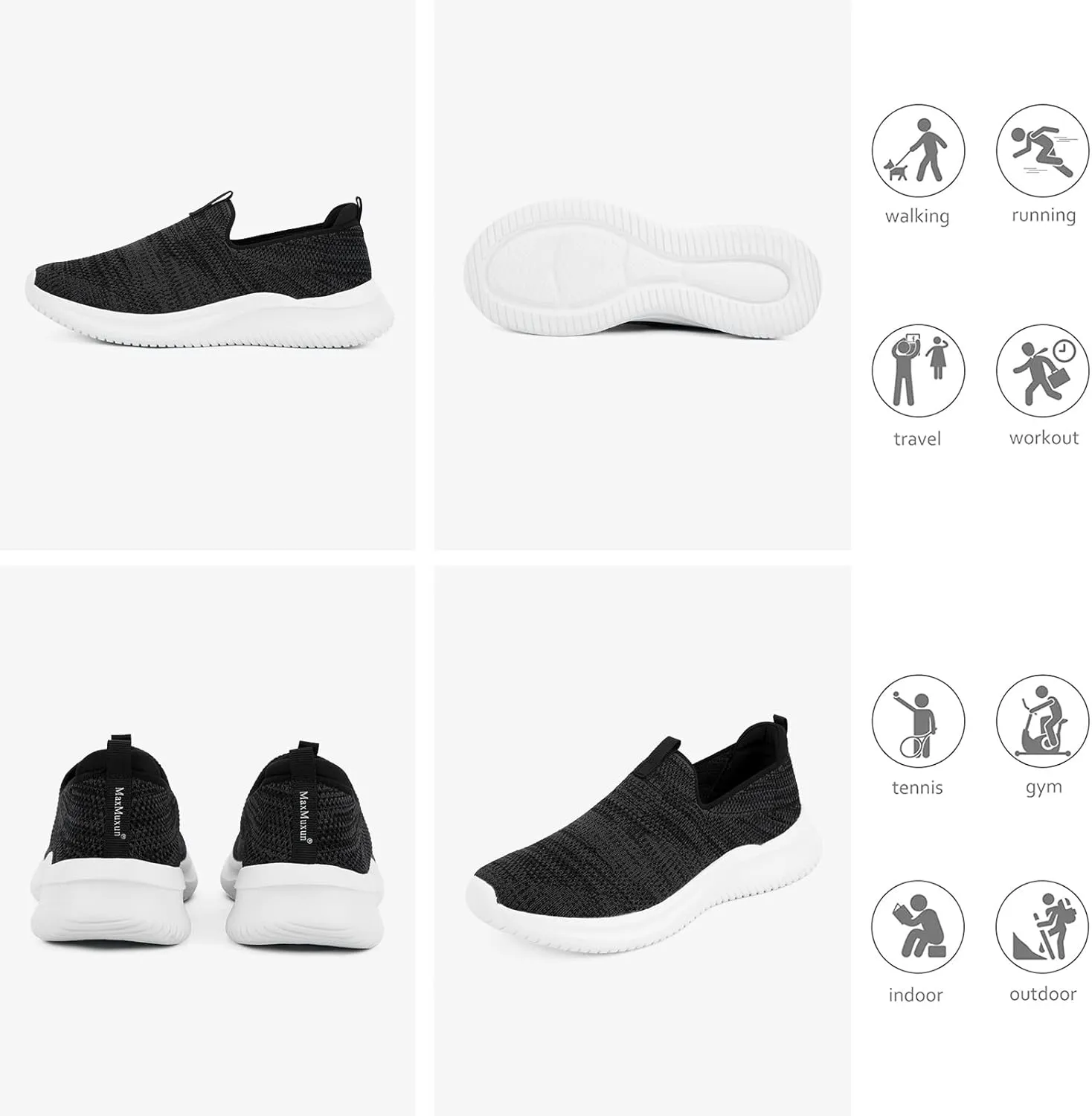 MaxMuxun Walking Shoes for Women Lightweight Slip on Sneakers for Women Non-Slip Workout Athletic Running Shoes with Arch Support
