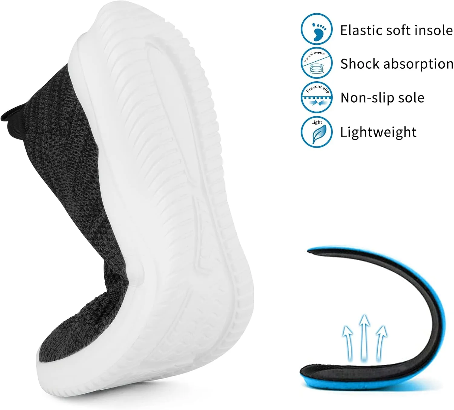 MaxMuxun Walking Shoes for Women Lightweight Slip on Sneakers for Women Non-Slip Workout Athletic Running Shoes with Arch Support