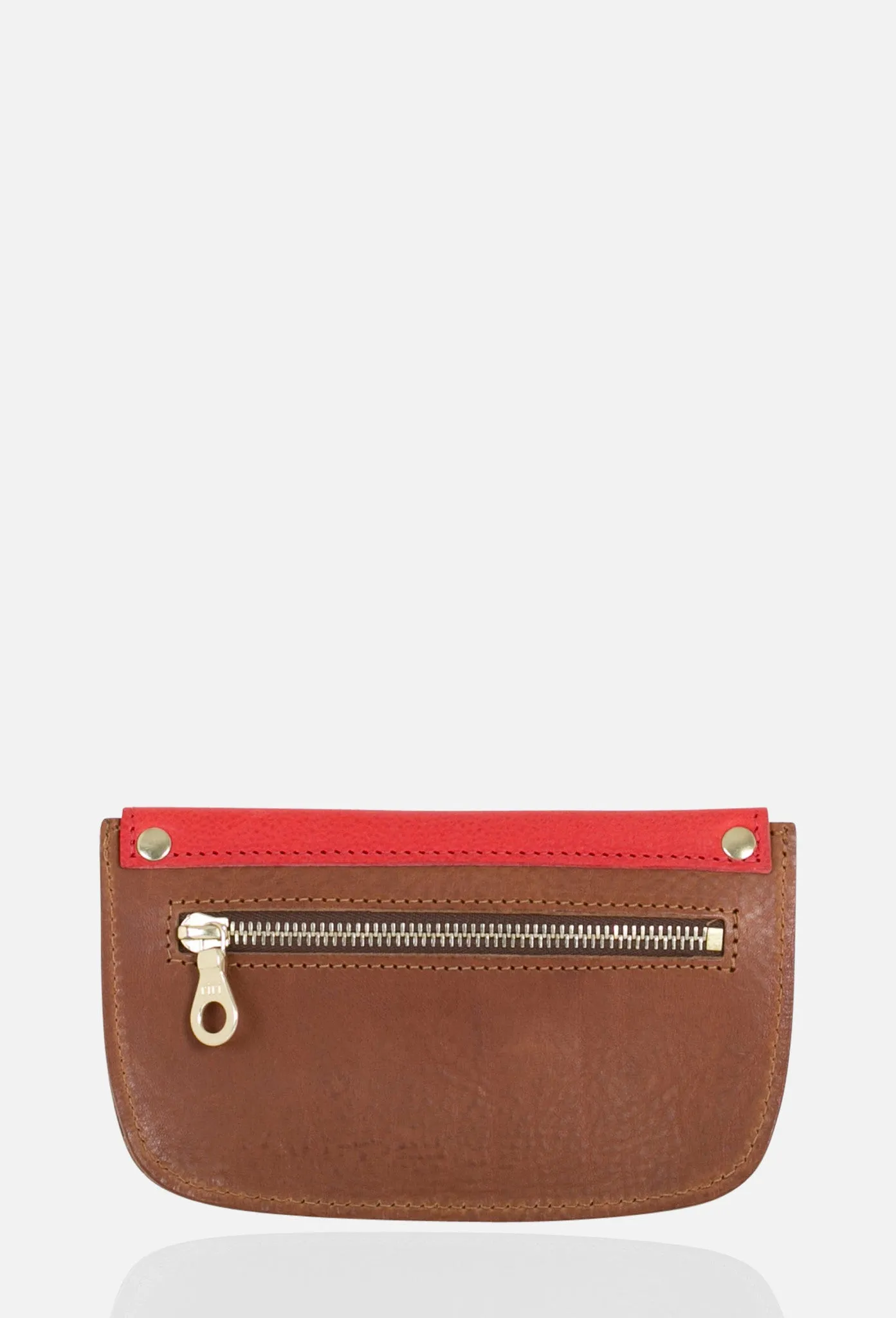 MONEY RECEPTACLE in Chestnut with Scarlet