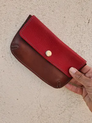 MONEY RECEPTACLE in Chestnut with Scarlet