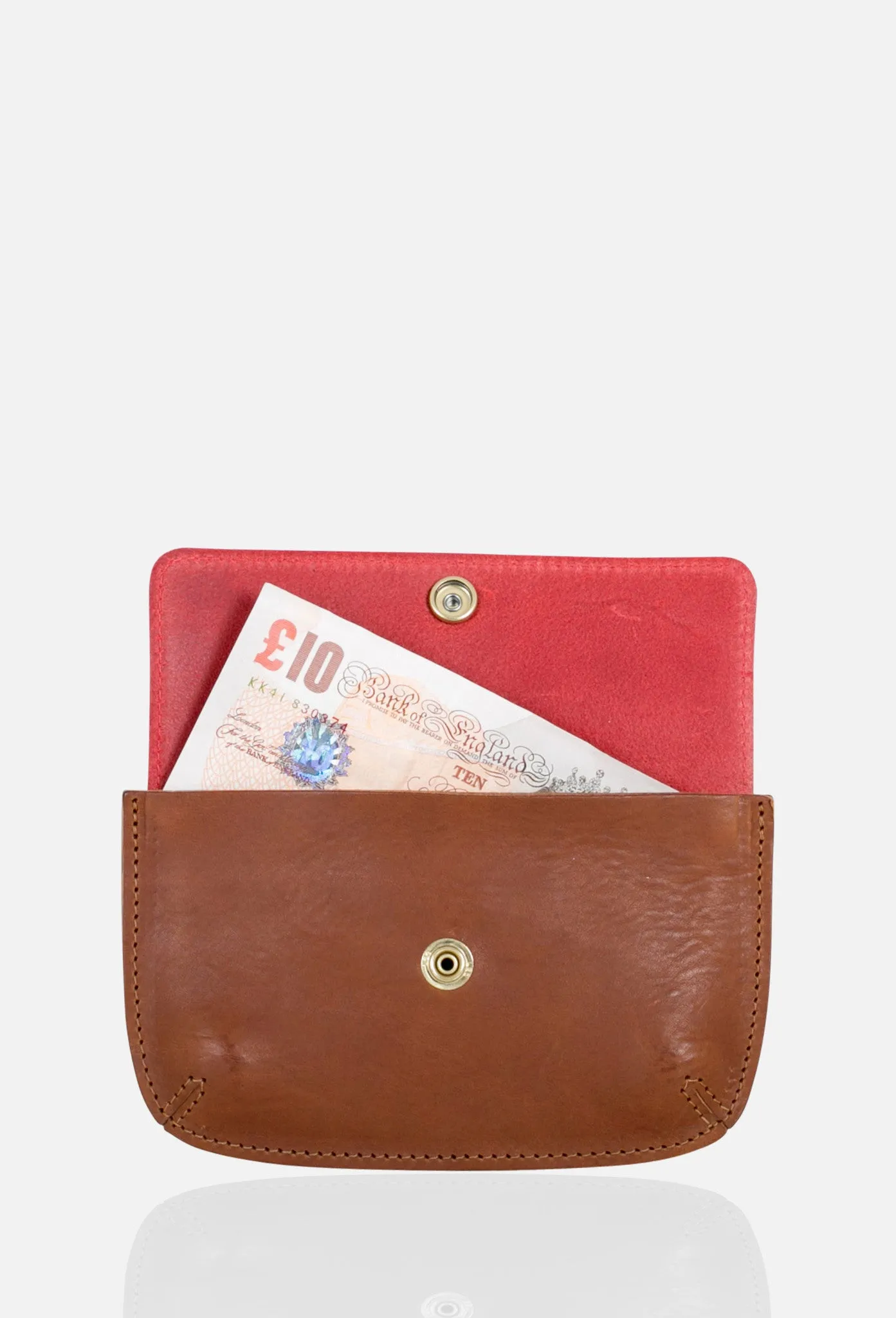 MONEY RECEPTACLE in Chestnut with Scarlet