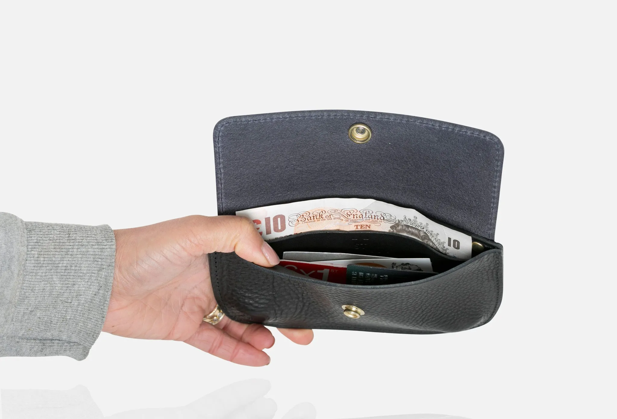 MONEY RECEPTACLE in Cinder black with Blue