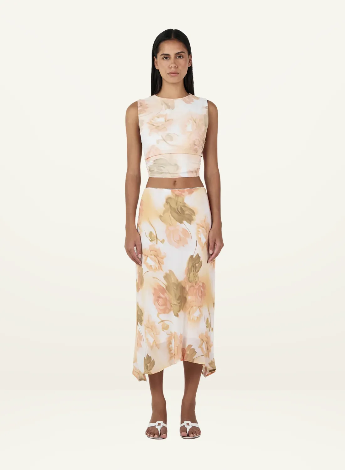 Ownley Sia Bias Skirt in Peachy Garden