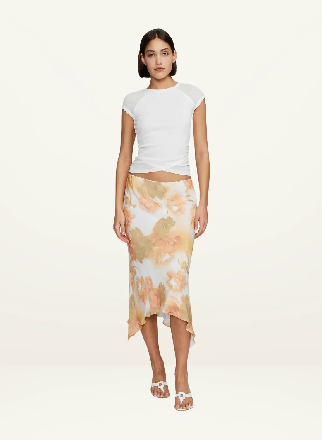 Ownley Sia Bias Skirt in Peachy Garden