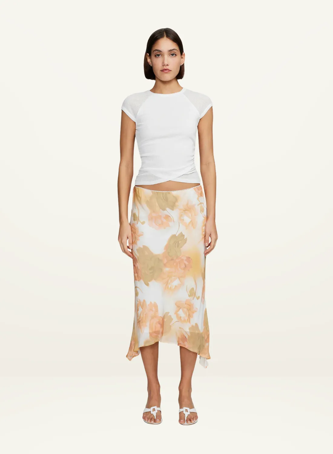 Ownley Sia Bias Skirt in Peachy Garden