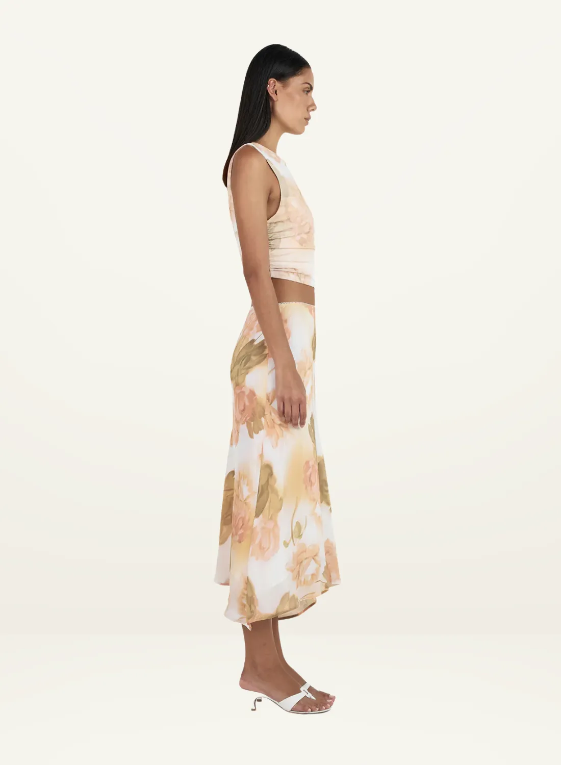Ownley Sia Bias Skirt in Peachy Garden