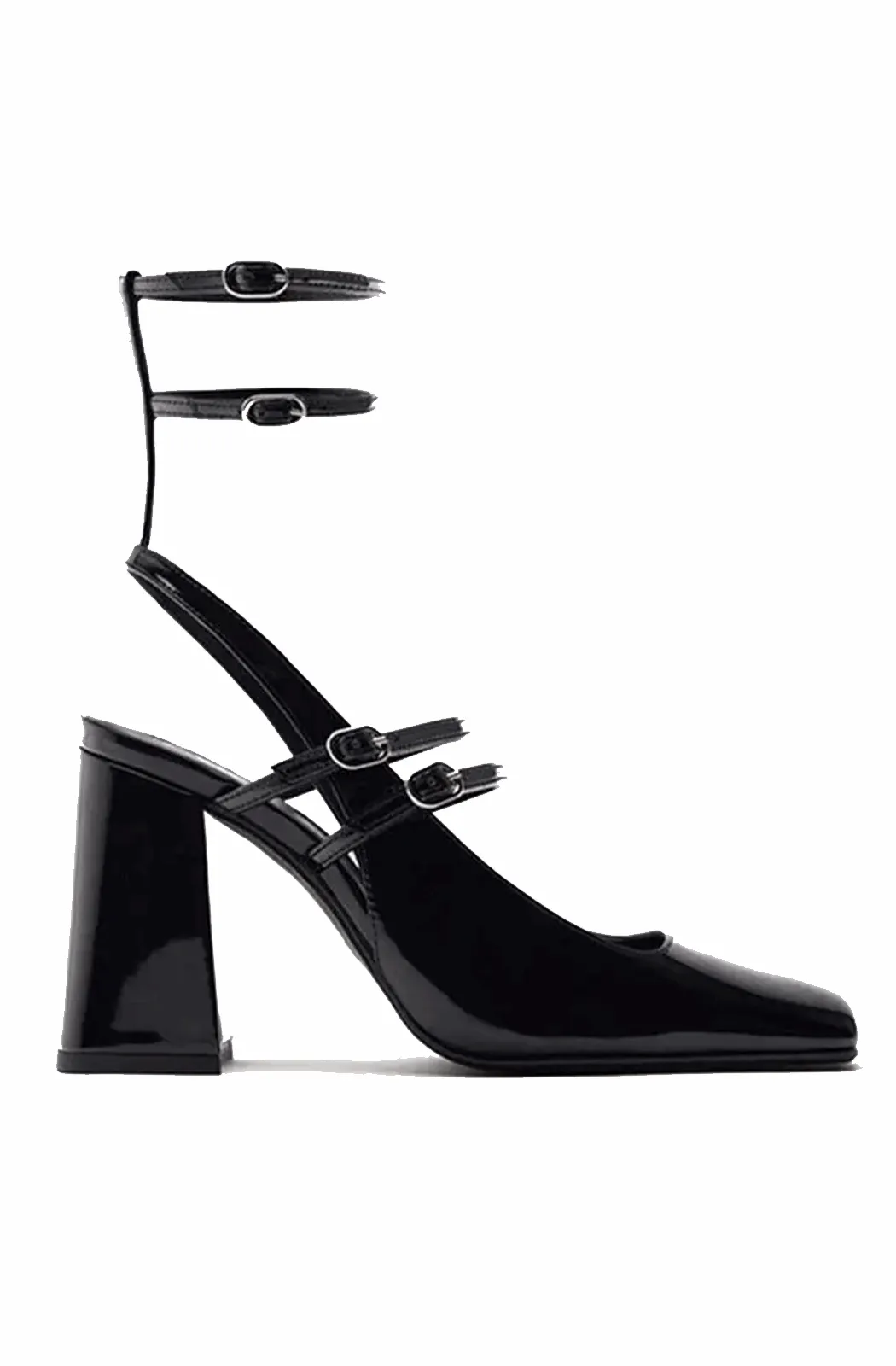 Patent Mary Jane heeled sandals with straps