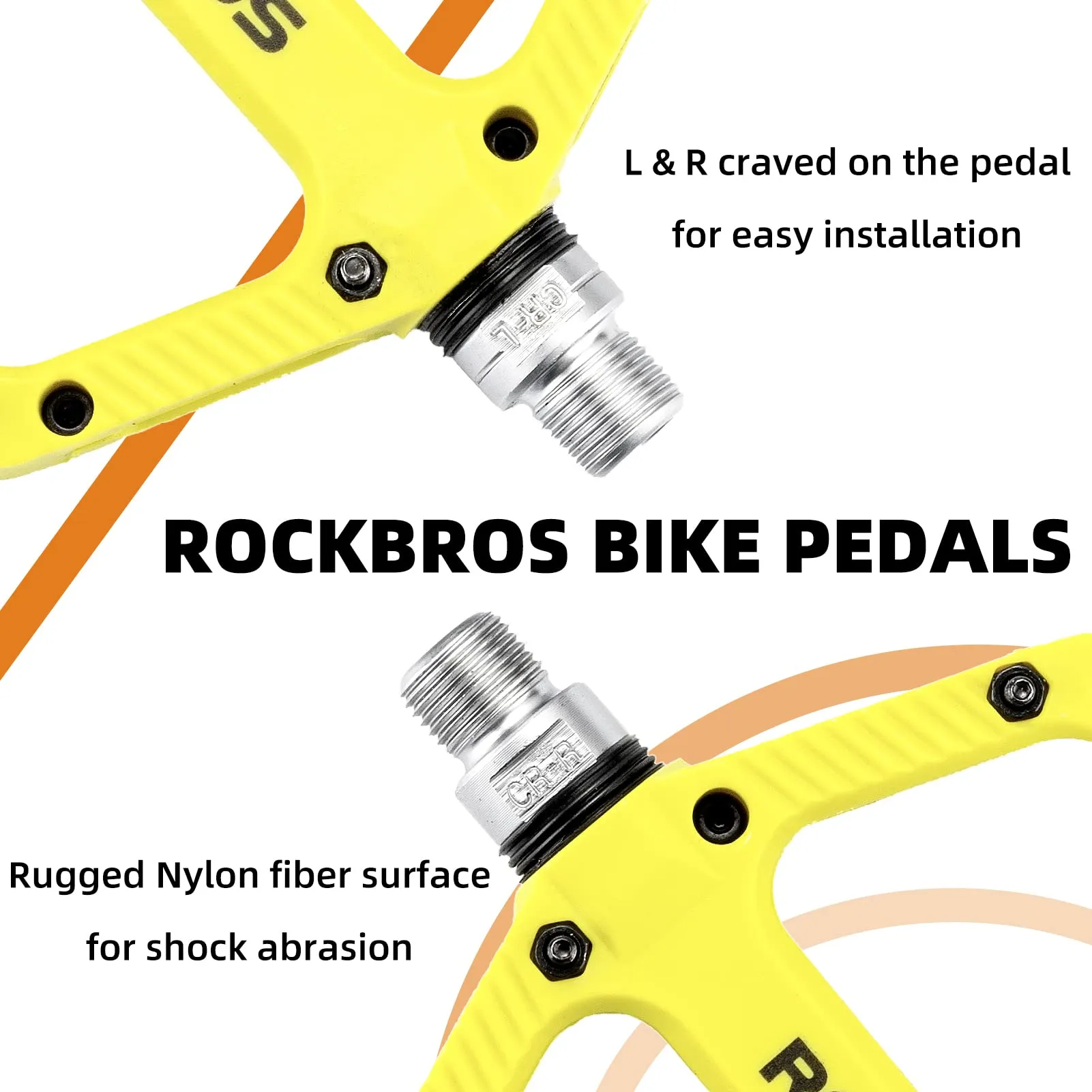 ROCKBROS Bike Pedals Nylon Fiber 9/16 Cycling Wide Platform Flat