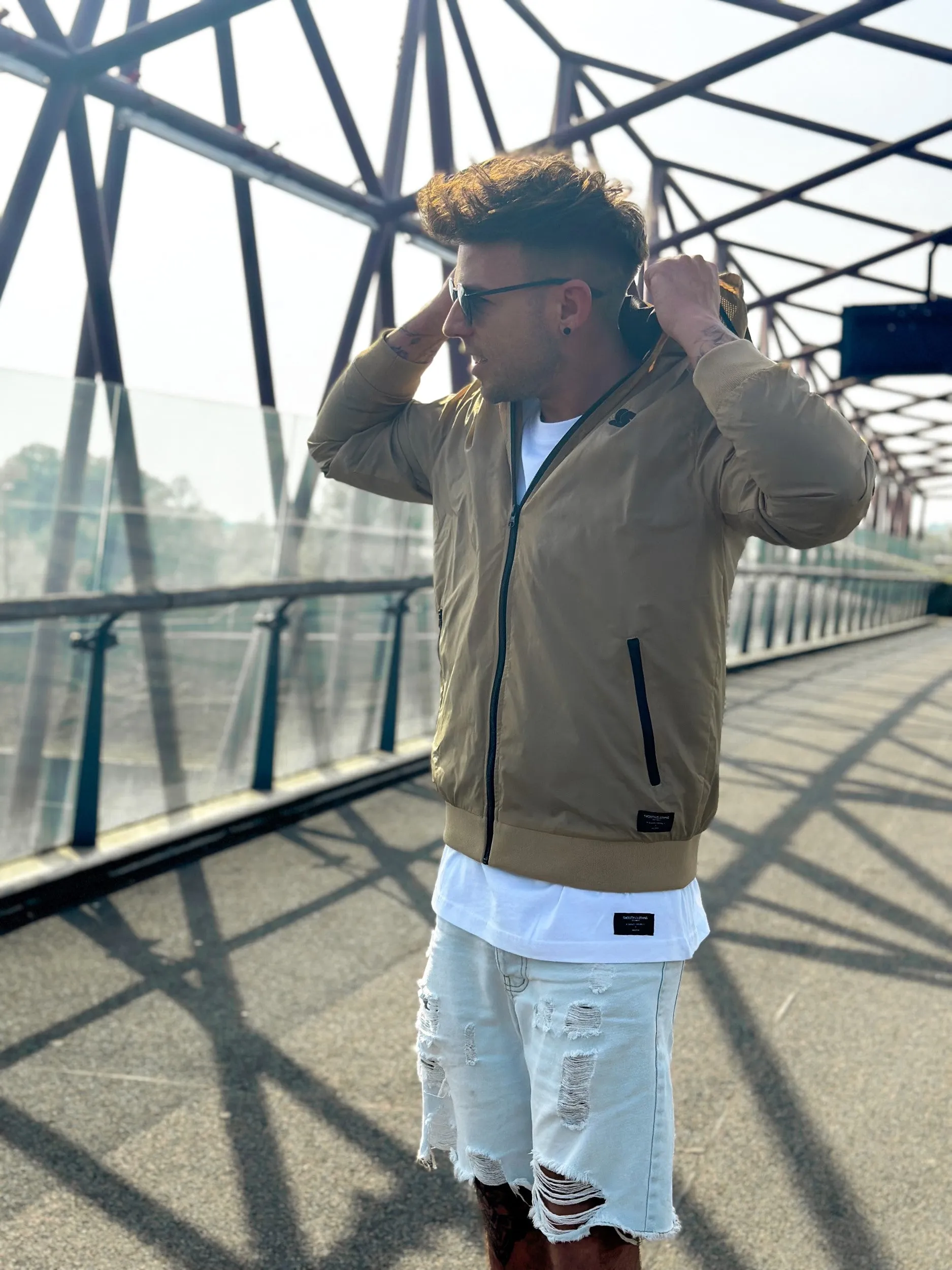 Sand Windbreaker / S Logo Black Embroidered Men