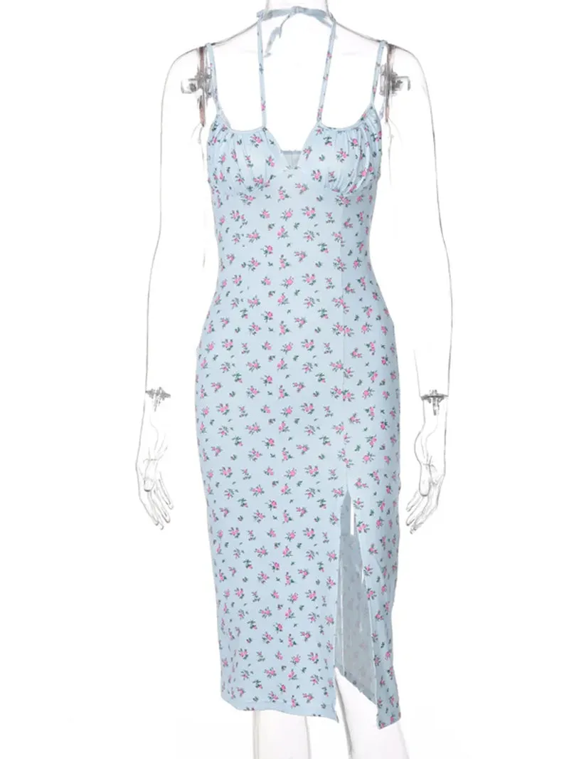 Satin Slip Floral Maxi Dress for Women