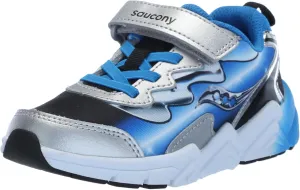 Saucony Flash Alternative Closure 3.0 Flexible, Black/Blue/Chrome, 4.5 Wide US Unisex Little_Kid
