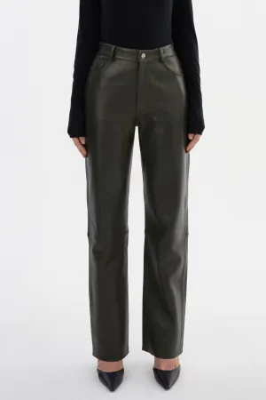 Shannon Leather Pant Dark Olive