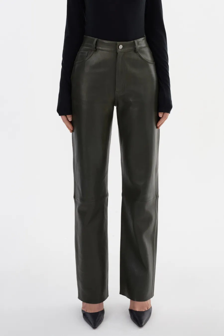Shannon Leather Pant Dark Olive
