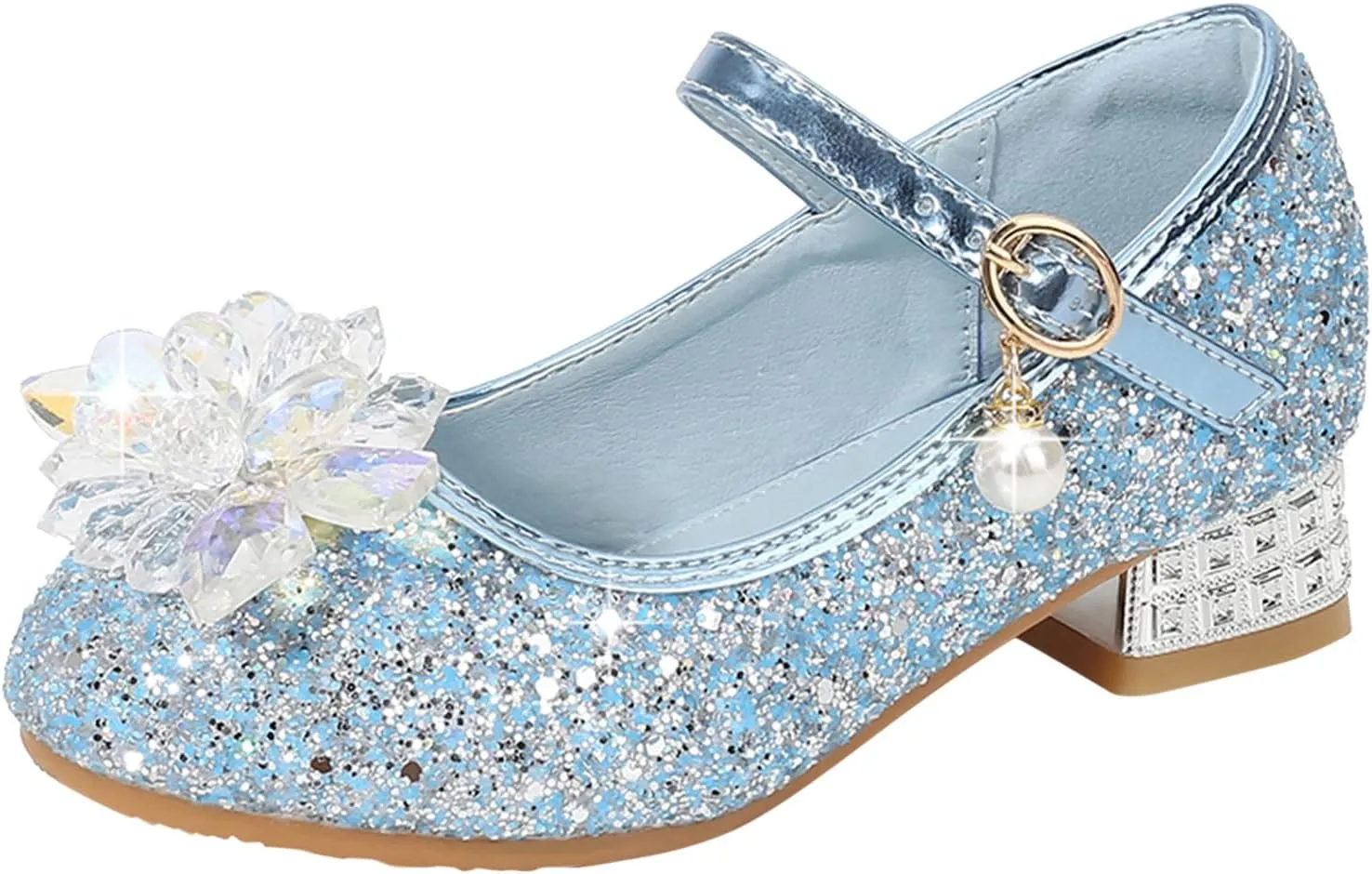 Toddler Heels Toddler Little Kid Girls Dress Pumps Glitter Sequins Princess Flower Sliders Sandals for Girls