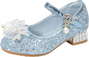Toddler Heels Toddler Little Kid Girls Dress Pumps Glitter Sequins Princess Flower Sliders Sandals for Girls