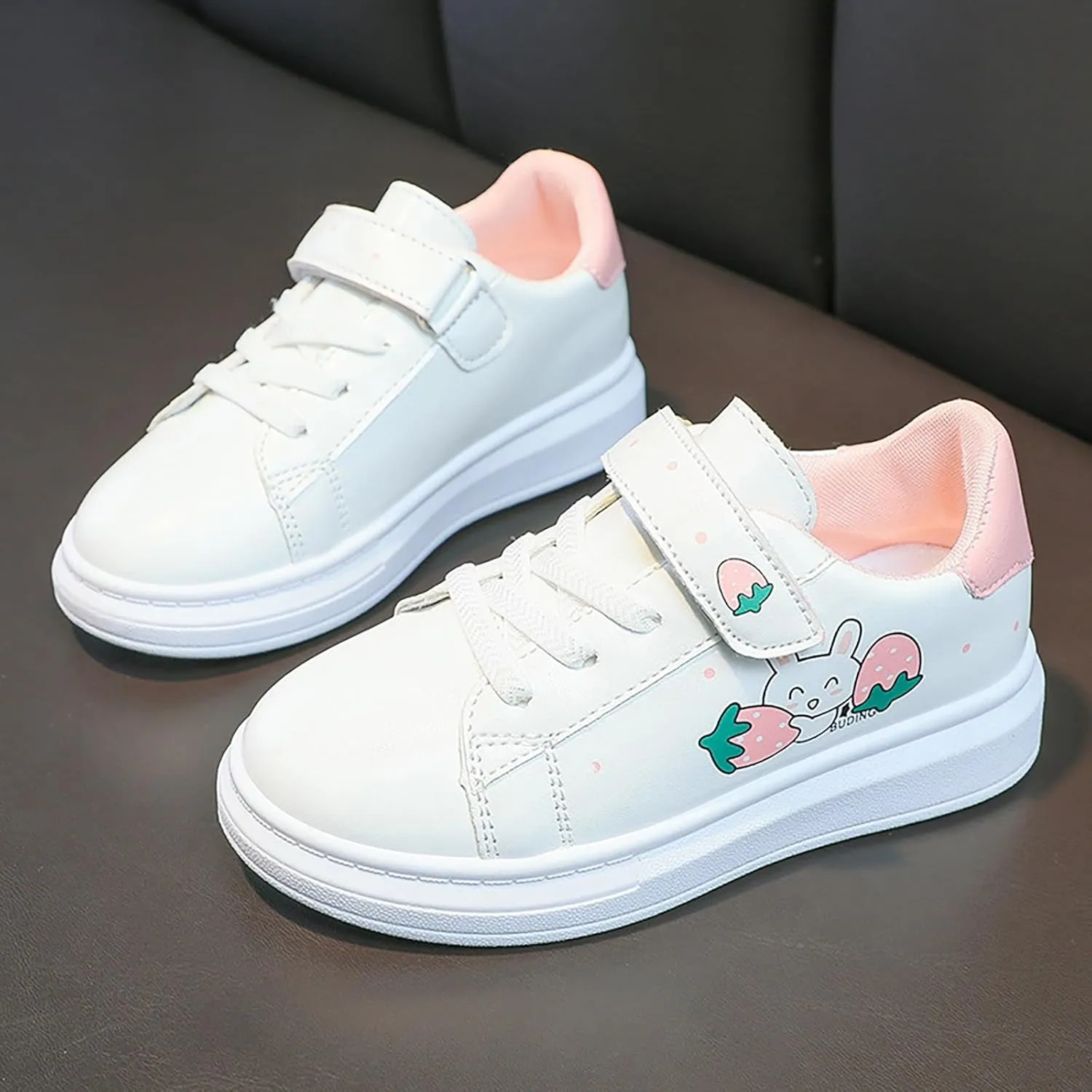 Toddler Sneakers for Girls Cue Cartoon Lightweight Leather Upper Sneakers Canvas Shoes Casual Athletic Shoes Kids