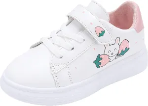 Toddler Sneakers for Girls Cue Cartoon Lightweight Leather Upper Sneakers Canvas Shoes Casual Athletic Shoes Kids
