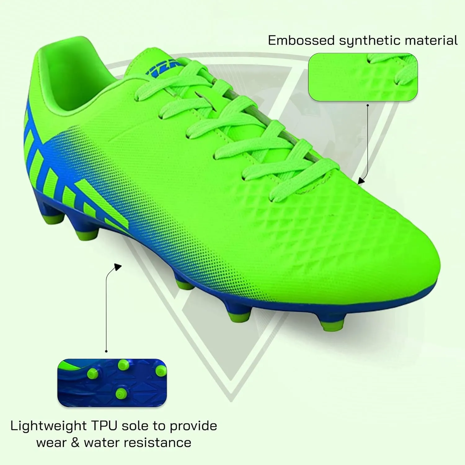 Vizari Youth Firm Ground Soccer Cleats for Kids - Boys, Girls | FG Football Shoes | Maximum Traction & Long Lasting | Designed for Extra Support & Comfort