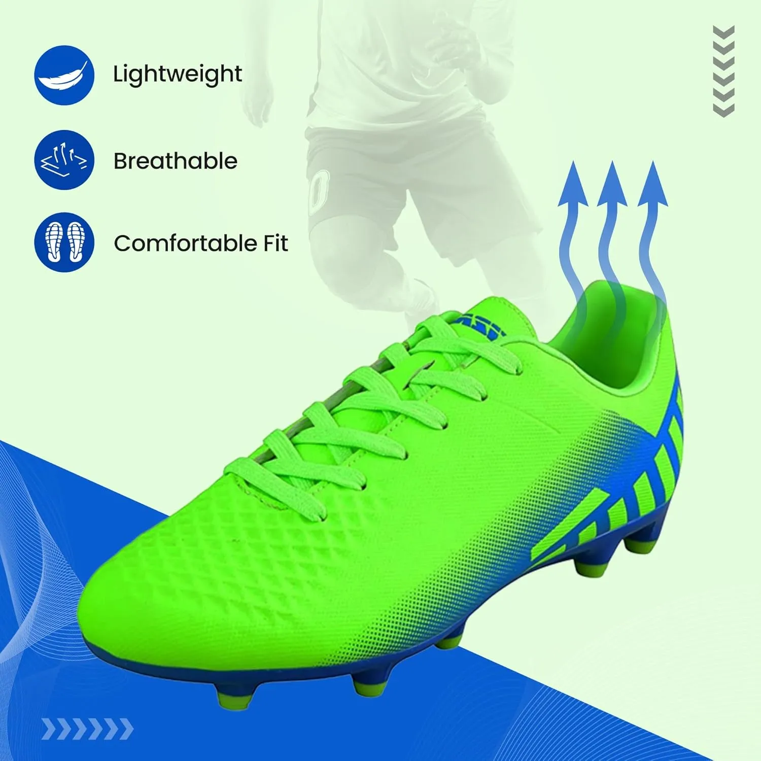 Vizari Youth Firm Ground Soccer Cleats for Kids - Boys, Girls | FG Football Shoes | Maximum Traction & Long Lasting | Designed for Extra Support & Comfort