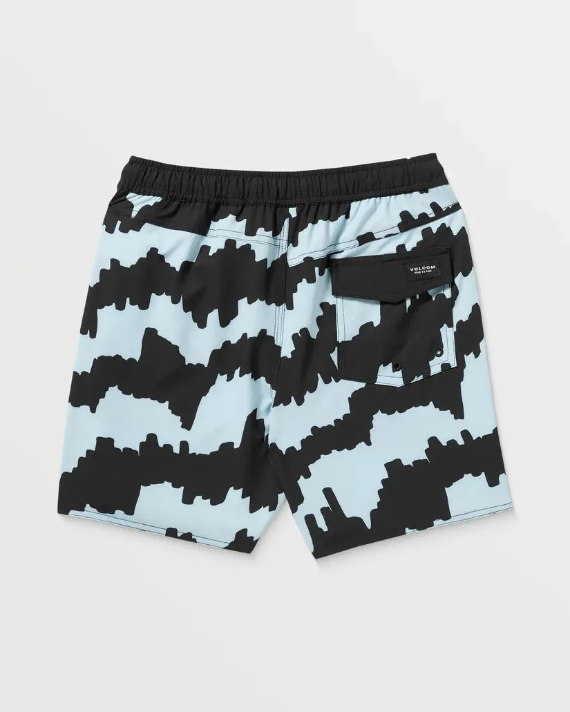 Volcom Kid's Lido Print Trunk Boardshort Ice Blue XA490VB8_ICB