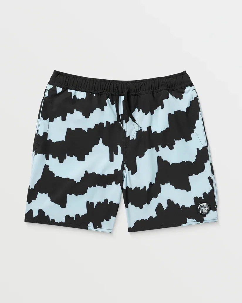 Volcom Kid's Lido Print Trunk Boardshort Ice Blue XA490VB8_ICB