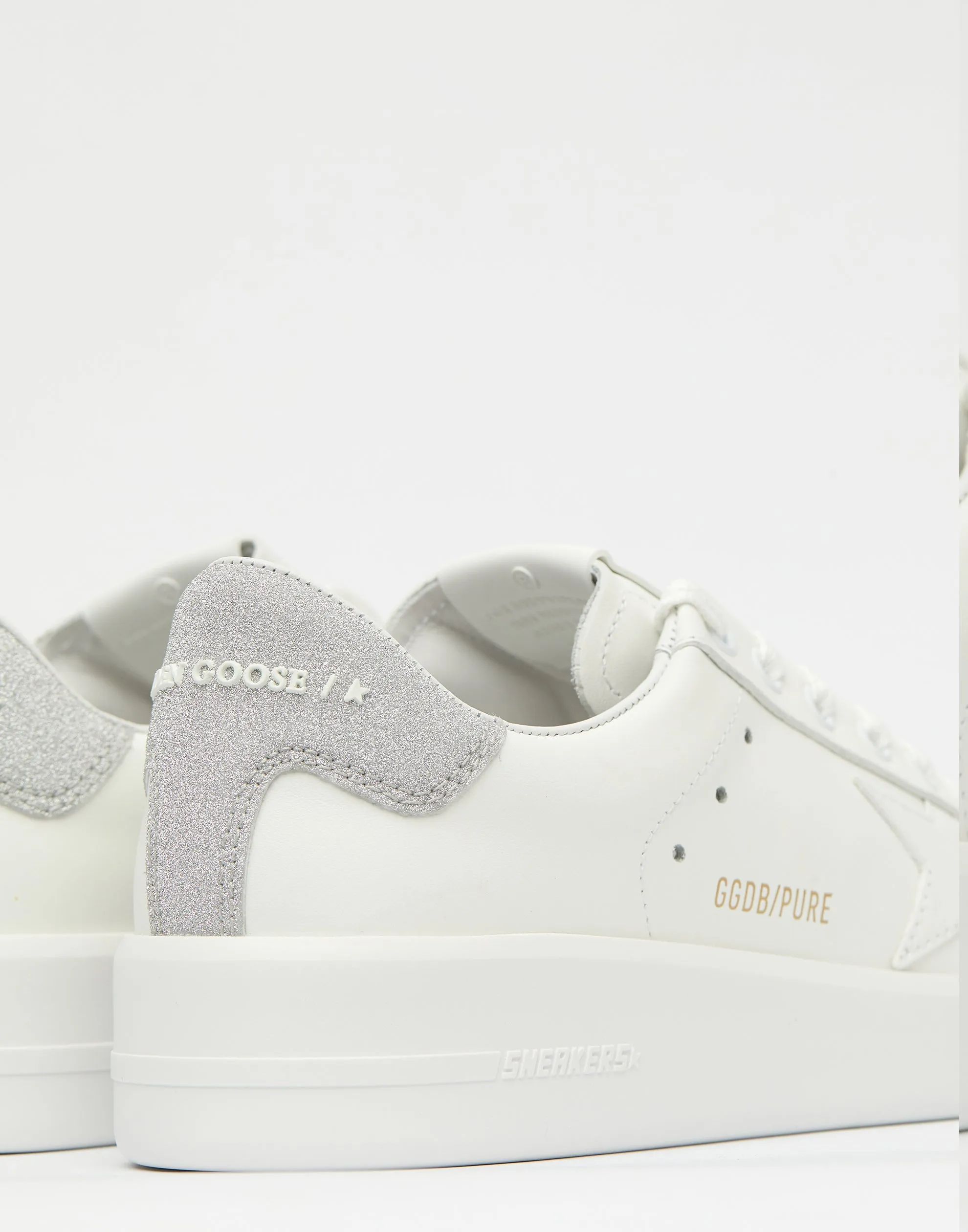 White & Silver Glitter Pure Star Sneakers