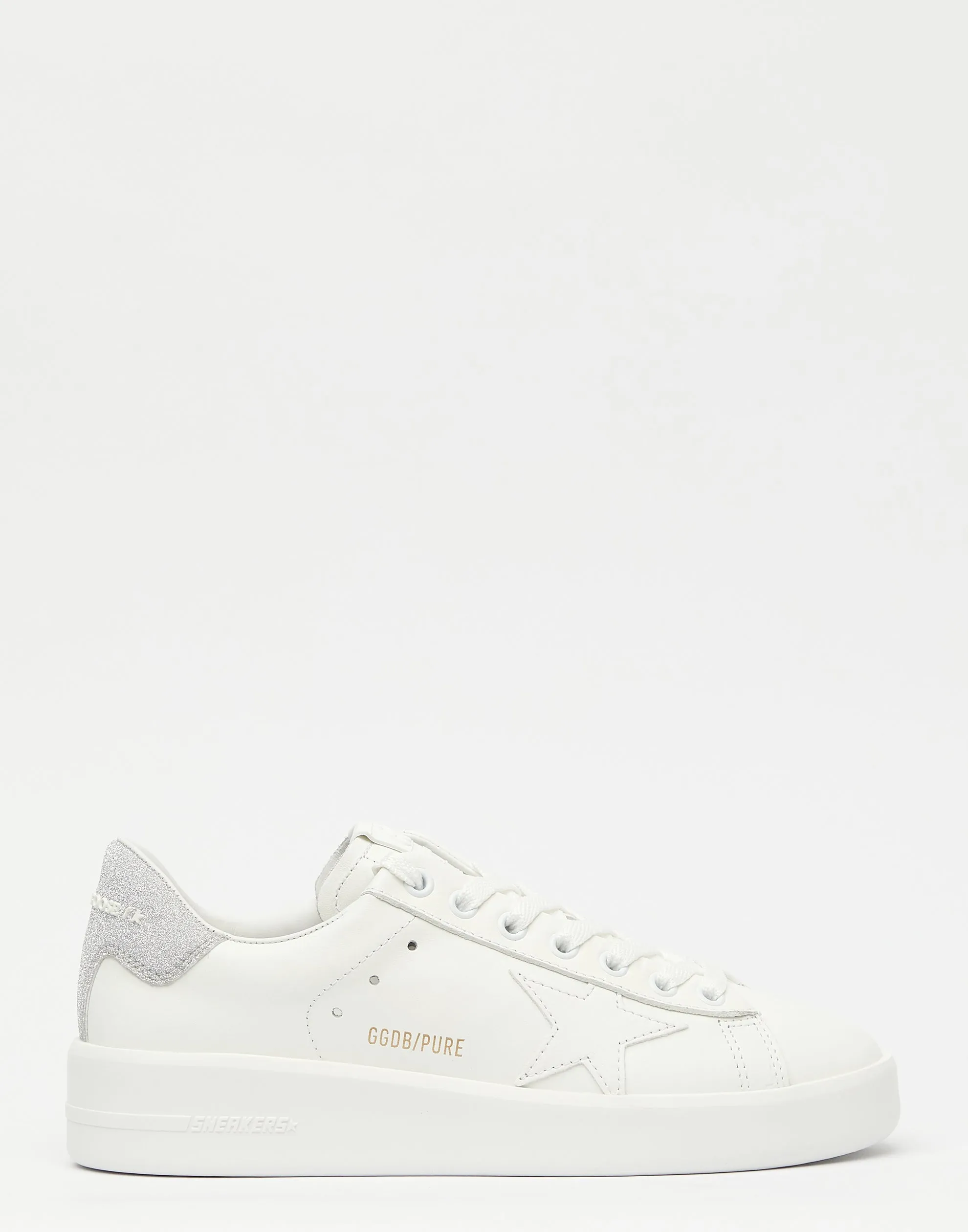 White & Silver Glitter Pure Star Sneakers