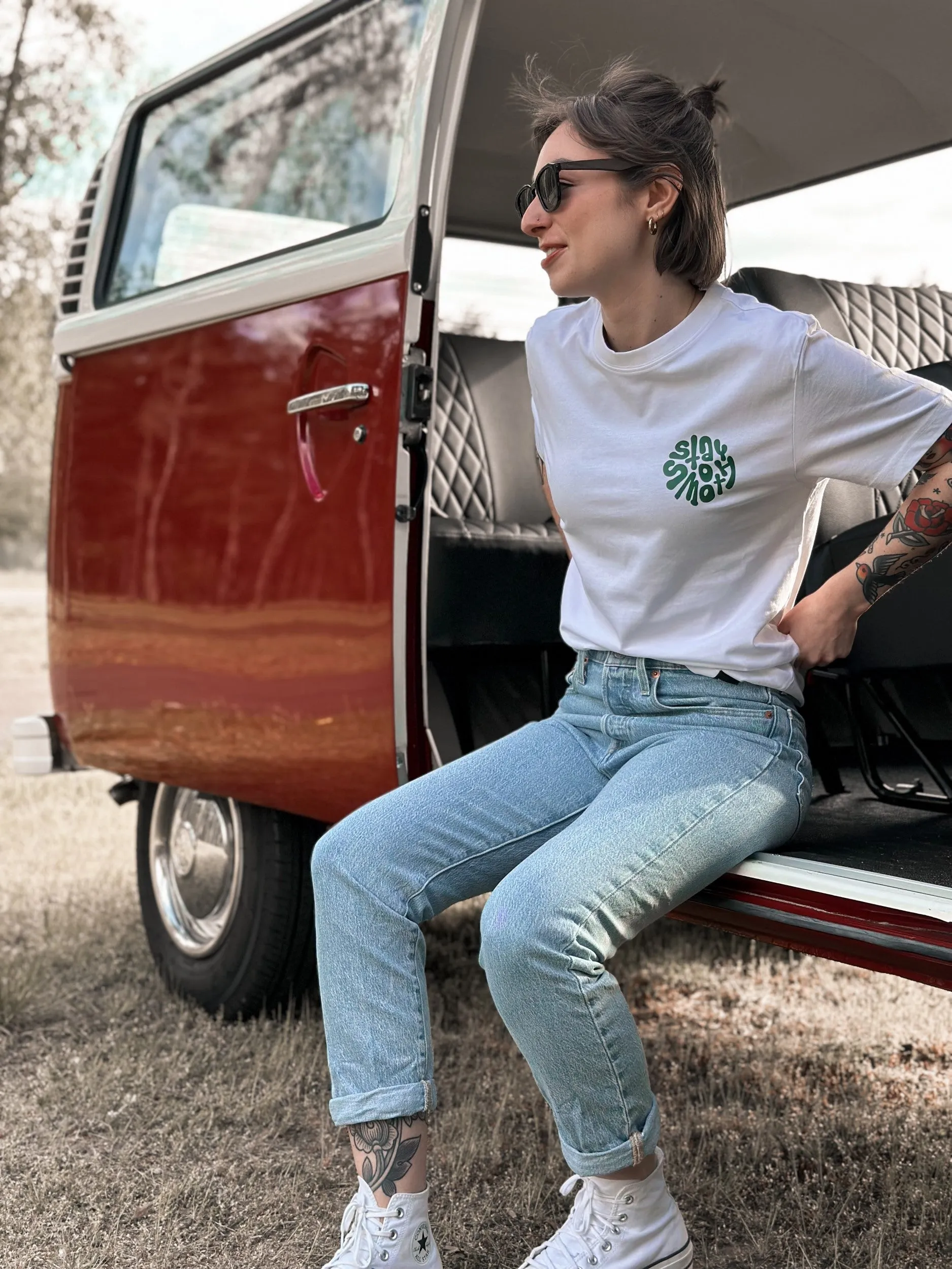 White T / Stay Smooth Green Front Back Women