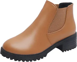 Women's Ankle Boots & Booties Black Dress Booties for Women Womens Work Boots Black Boot Heels for Women Keep Warm Flat Bottom Slip on Pointed Toe Leather Casual