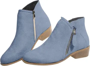 Women's Ankle Boots & Booties Wide Ankle Booties for Women Short Boots for Women Low Heel Hiking Boot Laces Men Cozy Warm Lightweight Slip on Pointed Toe Leather Casual