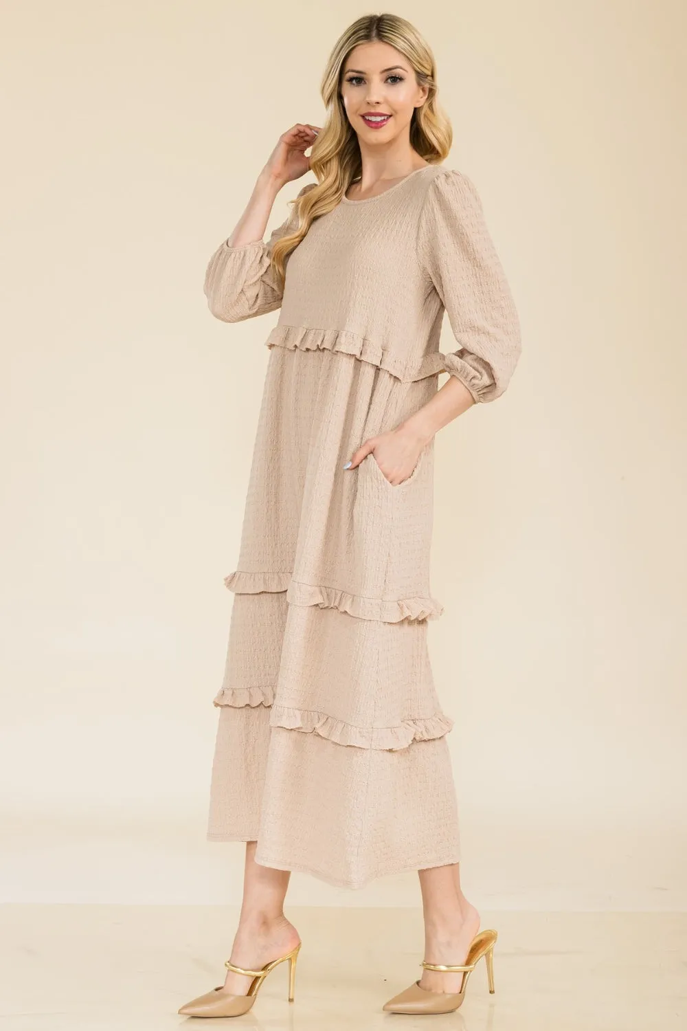 Women's Celeste Full Size Tiered-Ruffle Midi Dress