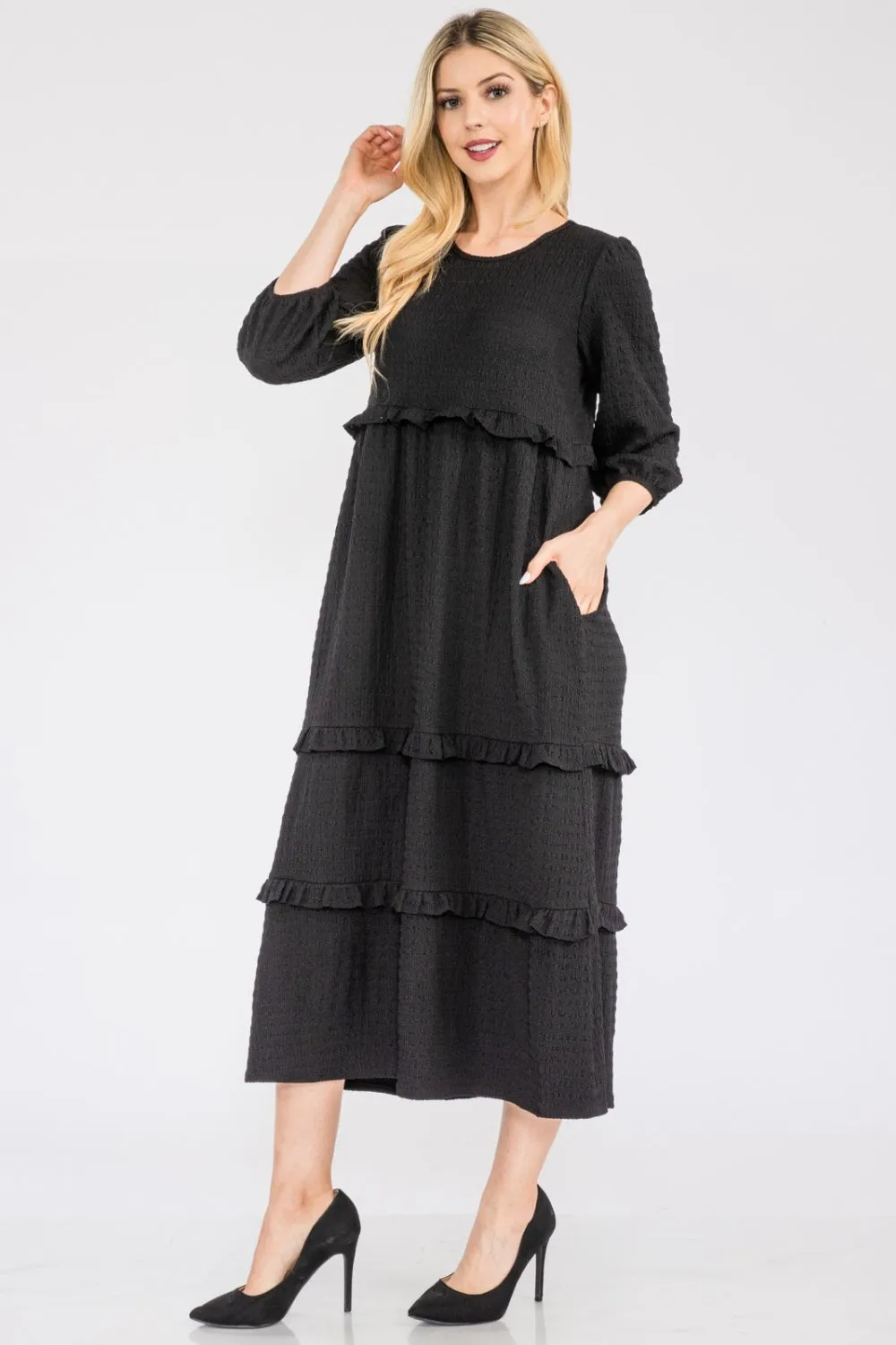 Women's Celeste Full Size Tiered-Ruffle Midi Dress