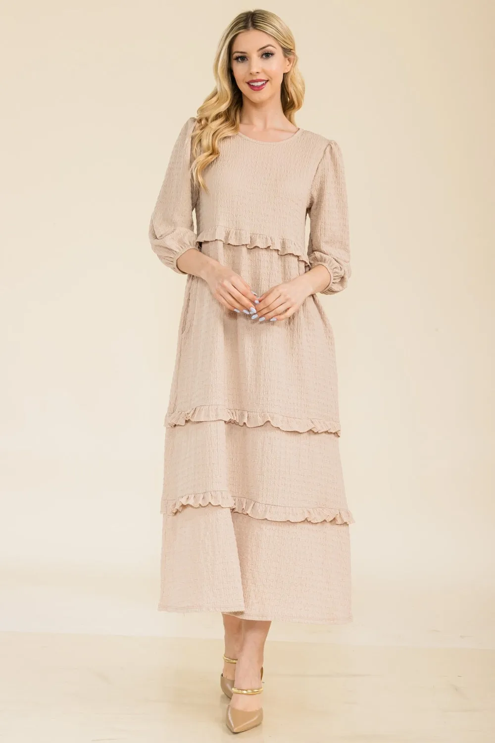 Women's Celeste Full Size Tiered-Ruffle Midi Dress