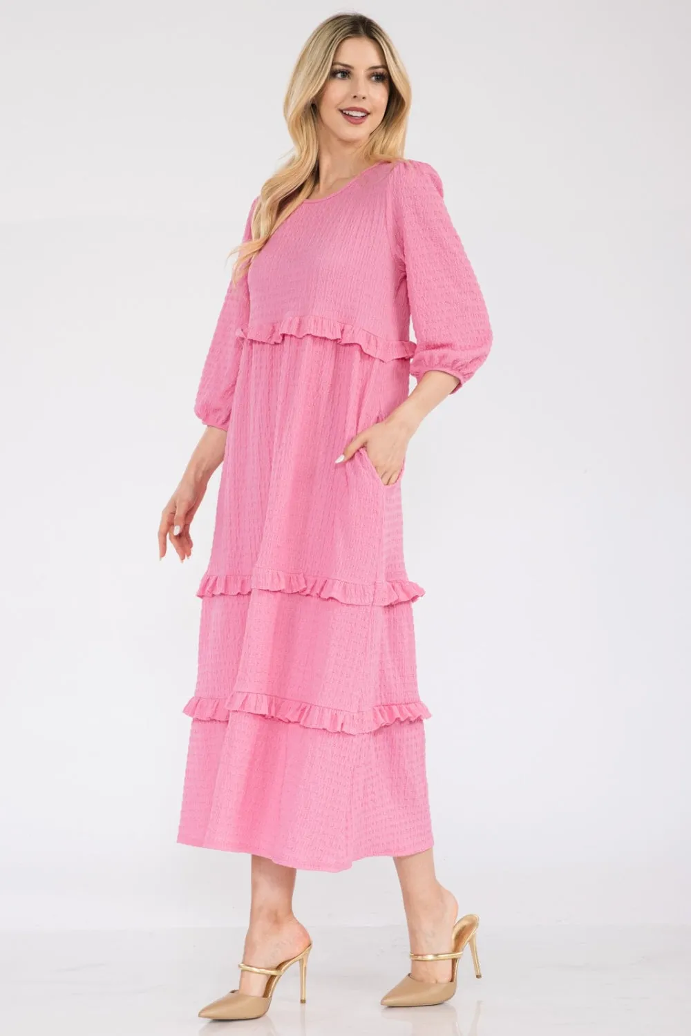 Women's Celeste Full Size Tiered-Ruffle Midi Dress