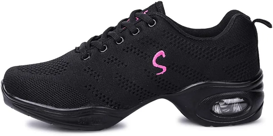 Women's Jazz Shoes Lace-up Mesh Modern Dance Shoes Athletic Dance Sneakers