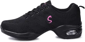 Women's Jazz Shoes Lace-up Mesh Modern Dance Shoes Athletic Dance Sneakers