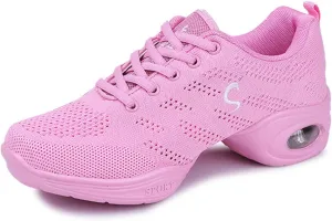 Women's Jazz Shoes Lace-up Mesh Modern Dance Shoes Athletic Dance Sneakers