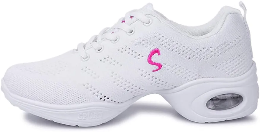 Women's Jazz Shoes Lace-up Mesh Modern Dance Shoes Athletic Dance Sneakers