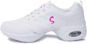 Women's Jazz Shoes Lace-up Mesh Modern Dance Shoes Athletic Dance Sneakers