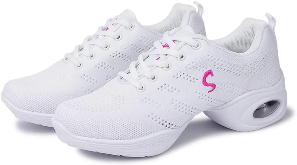 Women's Jazz Shoes Lace-up Mesh Modern Dance Shoes Athletic Dance Sneakers
