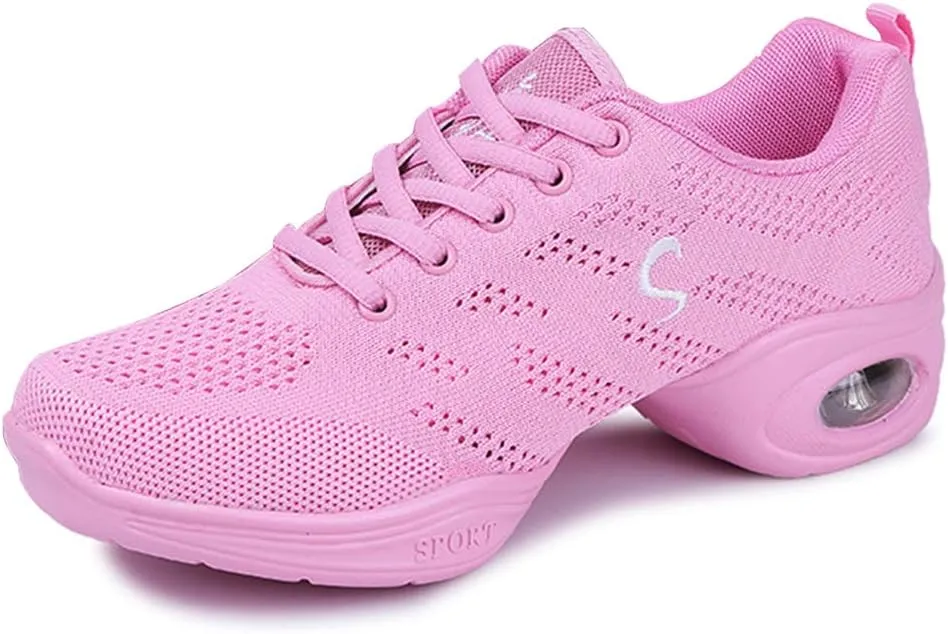 Women's Jazz Shoes Lace-up Mesh Modern Dance Shoes Athletic Dance Sneakers