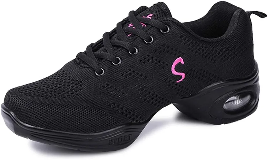 Women's Jazz Shoes Lace-up Mesh Modern Dance Shoes Athletic Dance Sneakers