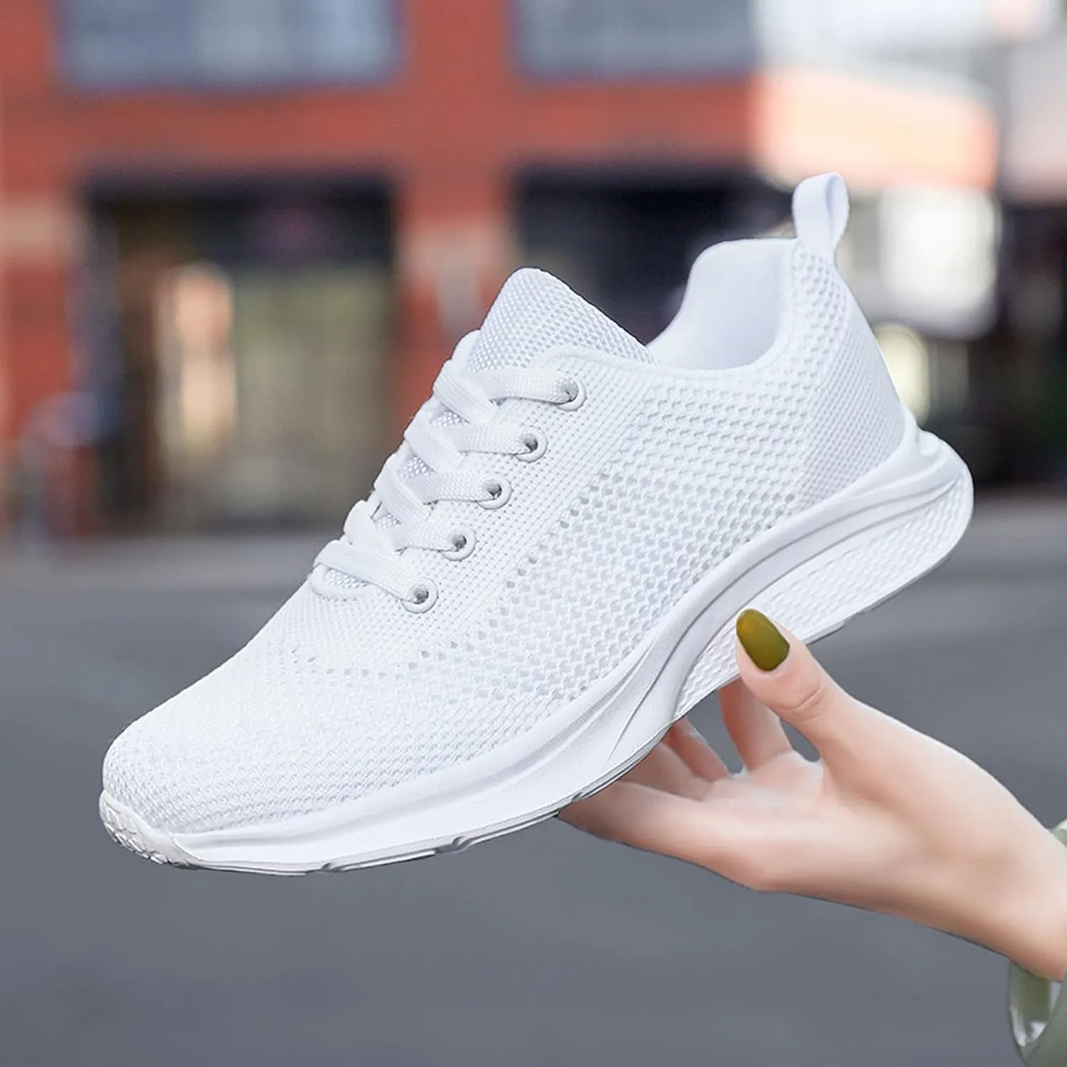 Women's Lace Up Road Running Shoes Wide Athletic Tennis Mens Running Shoes Walking Casual Shoes Slip On White Platform Sneakers Waterproof Tennis Shoe Cross Trainer Shoe