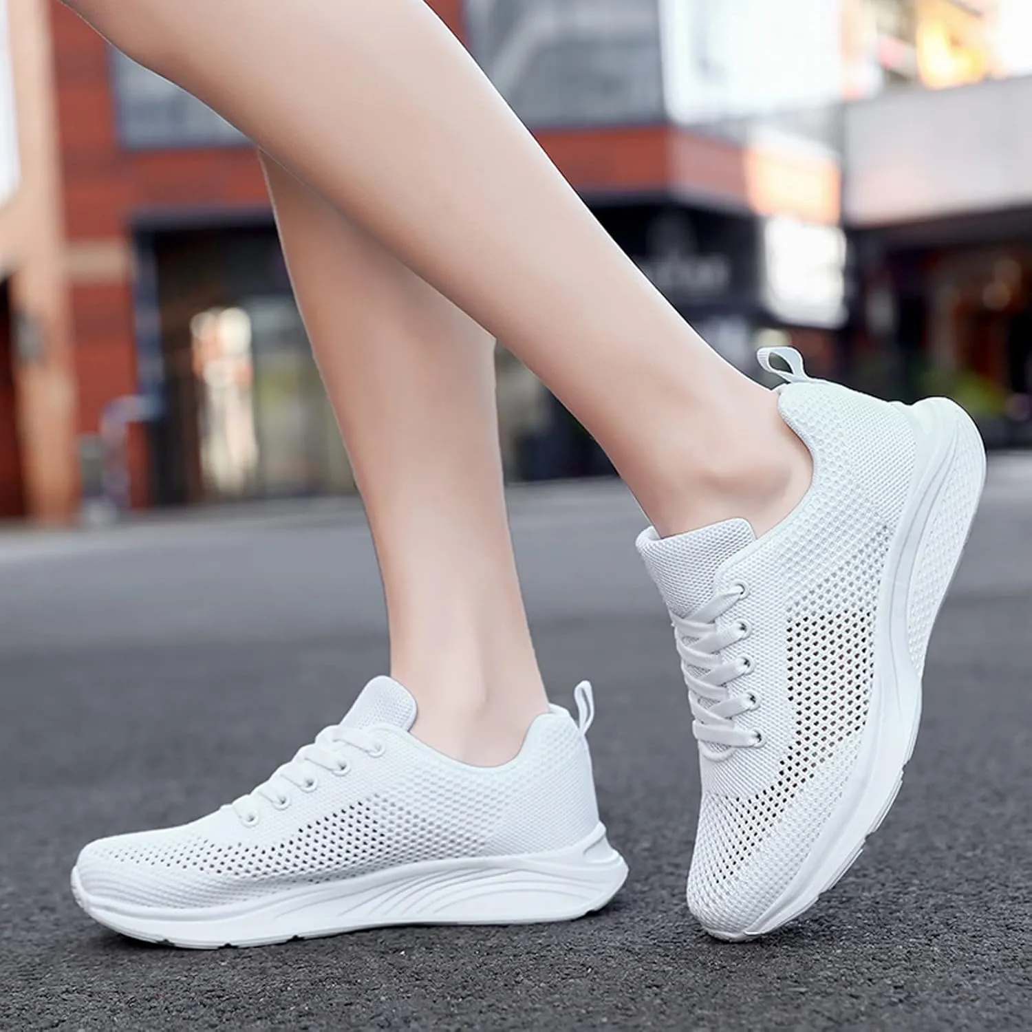 Women's Lace Up Road Running Shoes Wide Athletic Tennis Mens Running Shoes Walking Casual Shoes Slip On White Platform Sneakers Waterproof Tennis Shoe Cross Trainer Shoe