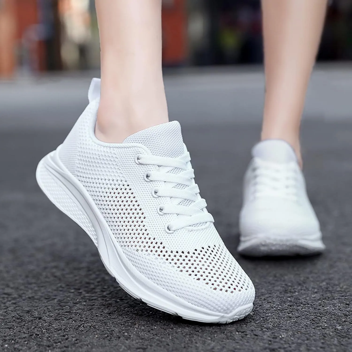 Women's Lace Up Road Running Shoes Wide Athletic Tennis Mens Running Shoes Walking Casual Shoes Slip On White Platform Sneakers Waterproof Tennis Shoe Cross Trainer Shoe